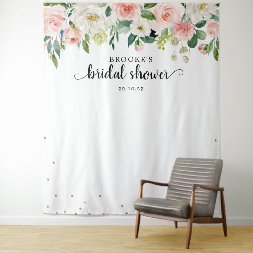 Pastel Blush Pink FloralBridal shower Photo Tapestry