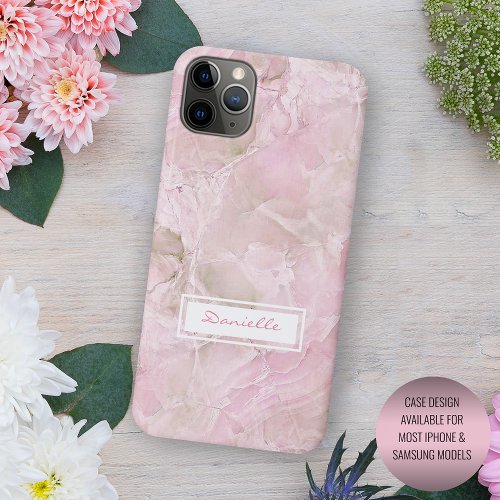 Pastel Blush Pink Gray Agate Marble Art Pattern iPhone 11 Pro Max Case