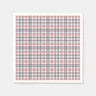 Pastel Blush Pink Gray White Plaid Pattern Napkins
