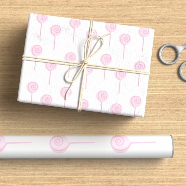 Pastel Blush Pink Lollipop Cute Wrapping Paper (Creator Uploaded)