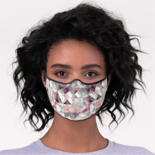 Pastel Blush Pink Mauve Taupe Winter Gray Polygon  Premium Face Mask