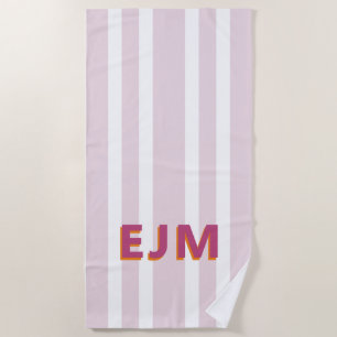 Pastel Blush Pink Modern Monogram Beach Towel