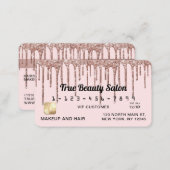 Pastel Blush Pink Rose Gold Glitter Drips Credit Business Card (Front/Back)