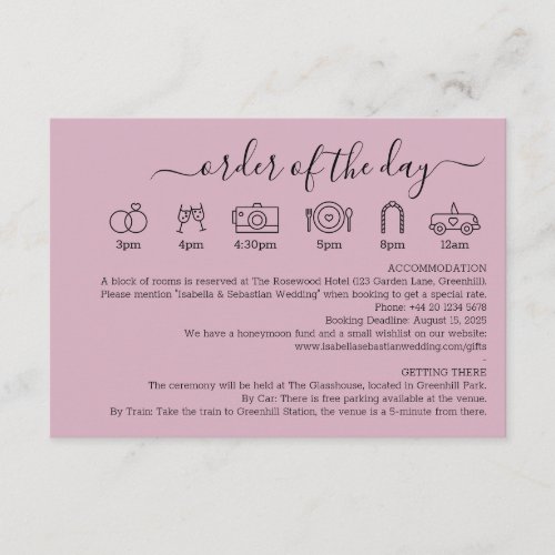 Pastel Blush Pink Wedding Details Order Of The Day