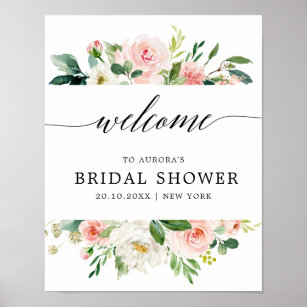 Pastel Blush Pretty Pink Bridal Shower Welcome Poster