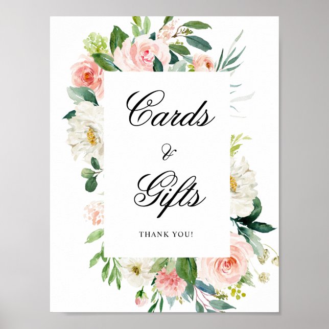 Pastel Blush Pretty Pink Cards and Gifts Wedding Poster (Front)
