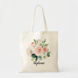 Pastel Blush Pretty Pink Floral Botanical Wedding Tote Bag<br><div class="desc">Elegant Blush pink / peach spring floral botanical wedding favor tote bag featuring a bouquet of soft pastel watercolor roses, peonies and hydrangeas in shades of blush pink, peach and cream with lush green botanical leaves and eucalyptus leaves. A modern design choice that is perfect for spring and summer sage...</div>