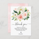 Pastel Blush Pretty Pink Floral Bridal Shower Thank You Card (Front/Back)