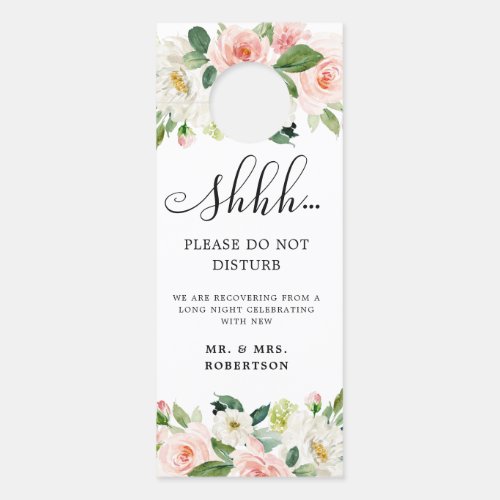 Pastel Blush Pretty Pink Floral Do not Disturb Door Hanger