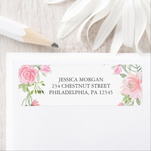 Pastel Blush Return Address Label Wedding | Zazzle