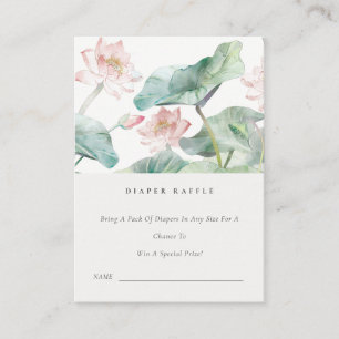 Pastel Blush Waterlily Diaper Raffle Baby Shower Enclosure Card