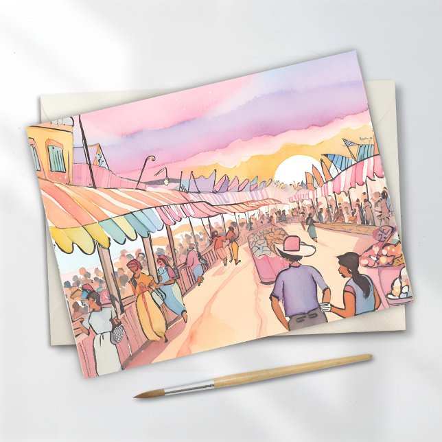 Pastel Boardwalk | Watercolor Ocean Pier Postcard (Creator Uploaded)