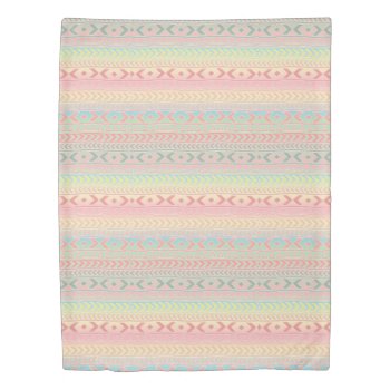 Pastel Boho Aztec Pattern Pink Yellow Teal Duvet Cover by MHDesignStudio at Zazzle