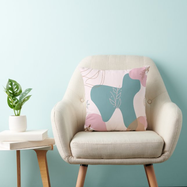 Pastel Boho Botanical Art  Throw Pillow (Chair)