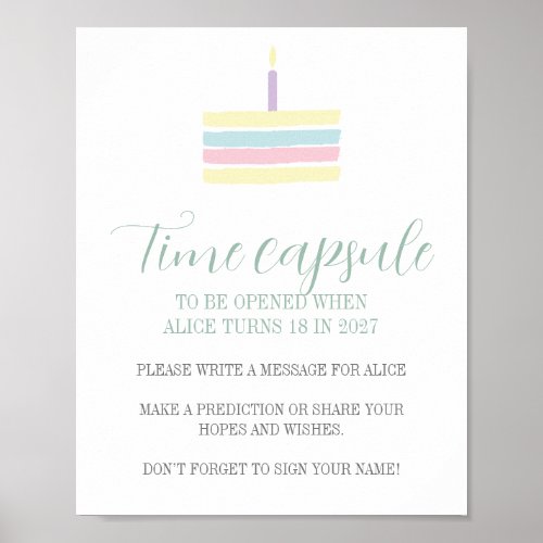 Pastel boho cake 1st Birthday Time Capsule   Poster