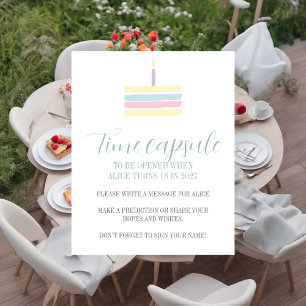 Pastel boho cake 1st Birthday Time Capsule Poster
