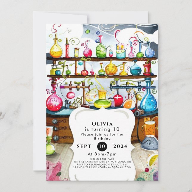 Pastel Boho Children Scientist Birthday Invitation (Front)