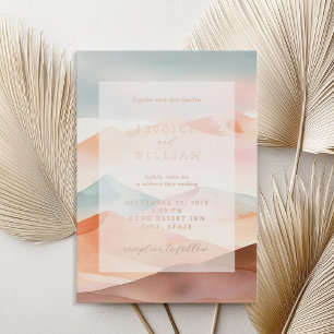 Pastel Boho Desert Wedding Foil Invitation