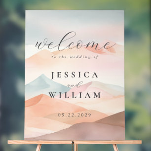 Pastel Boho Desert Wedding Welcome Acrylic Sign