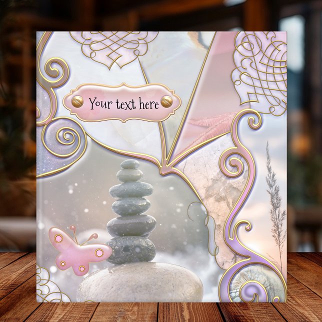 Pastel Boho Fantasy Fairy Tale Binder (A romantic artistic binder featuring an abstract design with elements from nature with golden lining)