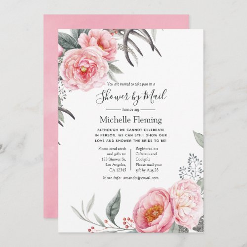 Pastel Boho Floral Baby or Bridal Shower by Mail Invitation
