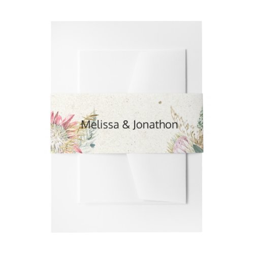 Pastel Boho Floral Wedding  Invitation Belly Band