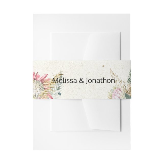 Pastel Boho Floral Wedding  Invitation Belly Band (Front Example)