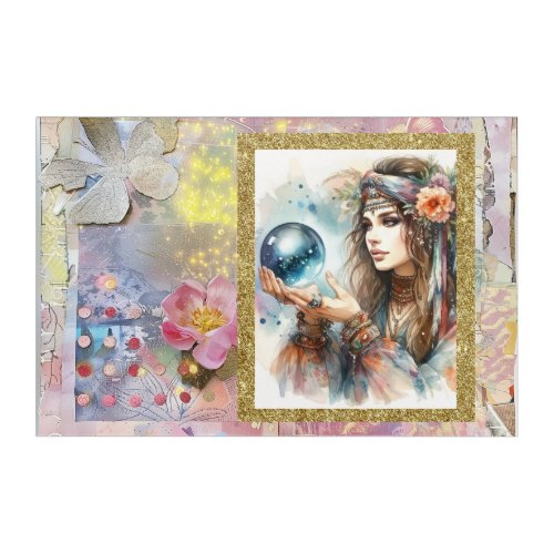 *~* Pastel Boho Gypsy Woman Crystal Ball A100  Acrylic Print