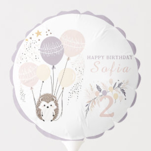 Pastel Boho Hedgehog & Balloons - Birthday Balloon