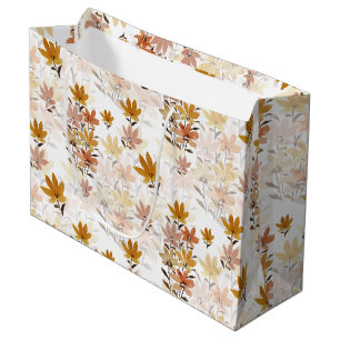 Pastel Boho Mustard Yellow Wildflowers Large Gift Bag