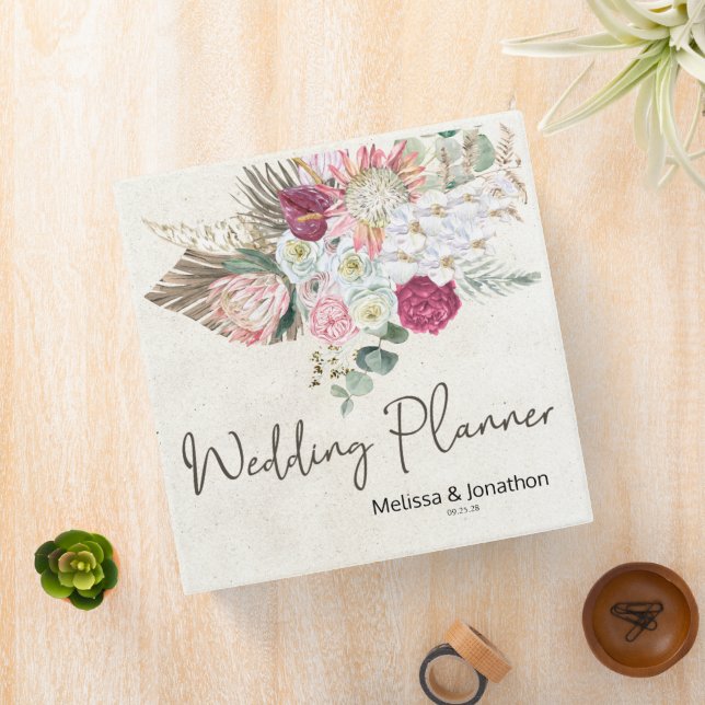 Pastel Boho Neutral Wedding Planner 3 Ring Binder (In Situ)