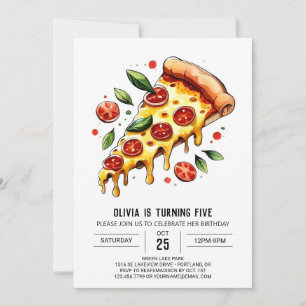 Pastel Boho Pizza Birthday Invitation