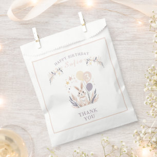 Pastel Boho Rabbit and Balloons Birthday Favor Bag