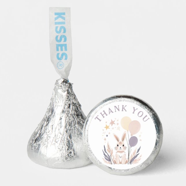 Pastel Boho Rabbit  and Balloons Thank you Hershey®'s Kisses® (Front)