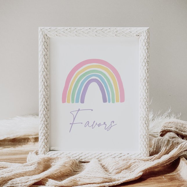 Pastel Boho Rainbow Baby Shower Favors Sign (Creator Uploaded)