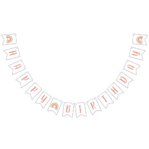 Pastel Boho Rainbow Girls Happy Birthday Bunting Flags