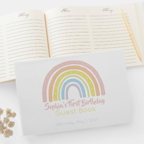 Pastel Boho Rainbow Guest Book