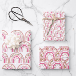 Pastel Boho Rainbow Minimalist Girl 1st Birthday I Wrapping Paper Sheets