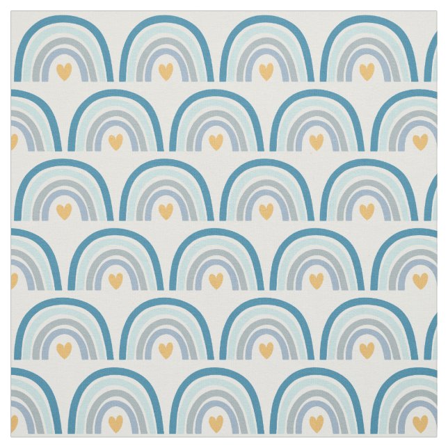 Pastel Boho Rainbows-Blues, Mint, and Gold Fabric (Swatch)