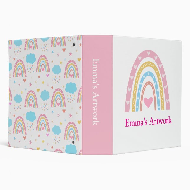 Pastel Boho rainbows children artwork  3 Ring Binder (Background)
