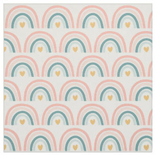 Pastel Boho Rainbows-Pinks, Blues, Gold Fabric