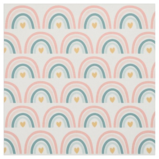 Pastel Boho Rainbows-Pinks, Blues, Gold Fabric