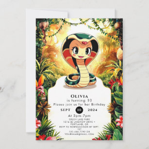 Pastel Boho Snake Birthday Invitation