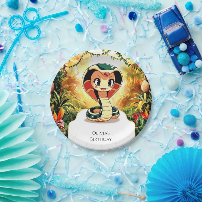 Pastel Boho Snake Birthday Paper Plates (Party)