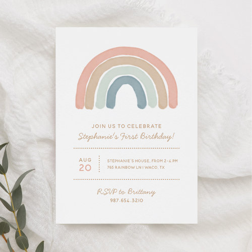 Pastel Boho Watercolor Rainbow Girl Birthday Party