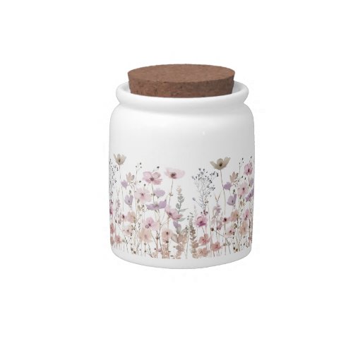 Pastel Boho Wild Flowers Floral Watercolor Candy Jar