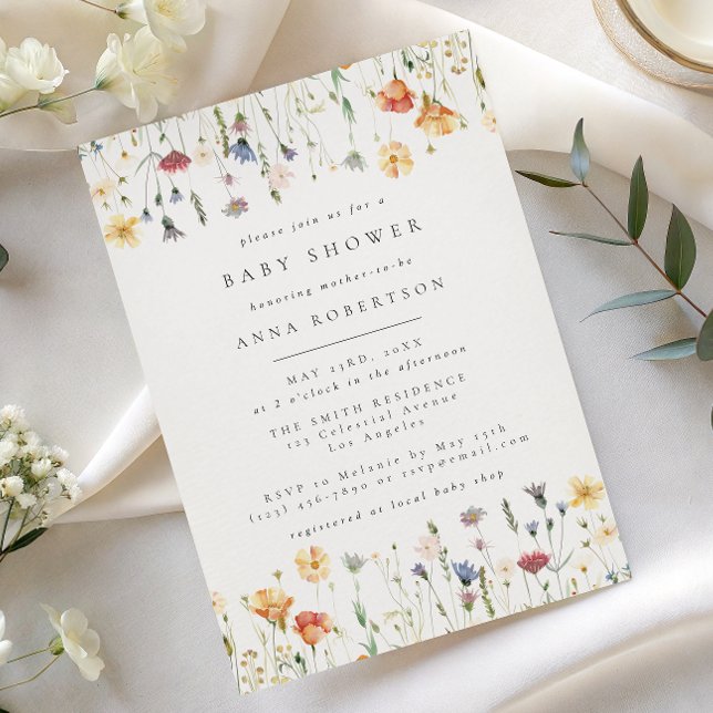 Pastel Boho Wildflower Baby Shower Invitation (Creator Uploaded)
