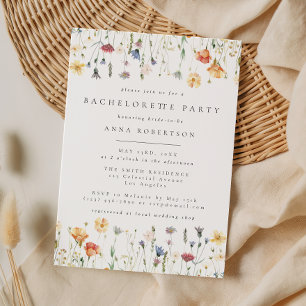 Pastel Boho Wildflower Bachelorette Party Invitation