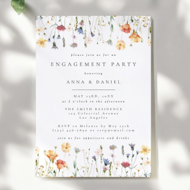 Pastel Boho Wildflower Engagement Party Invitation (Creator Uploaded)