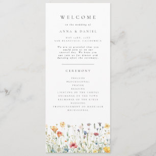 Pastel Boho Wildflower Wedding Program